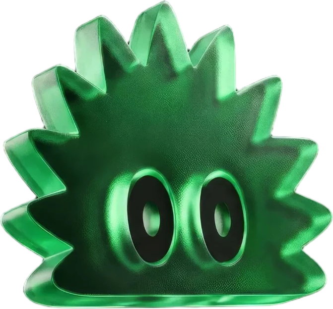 Abstract 3D green spiky character